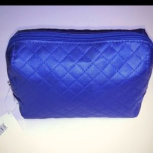 NORDSTROM SIGNATURE CURVED QUILTED COSMETIC BAG- purple/blue color